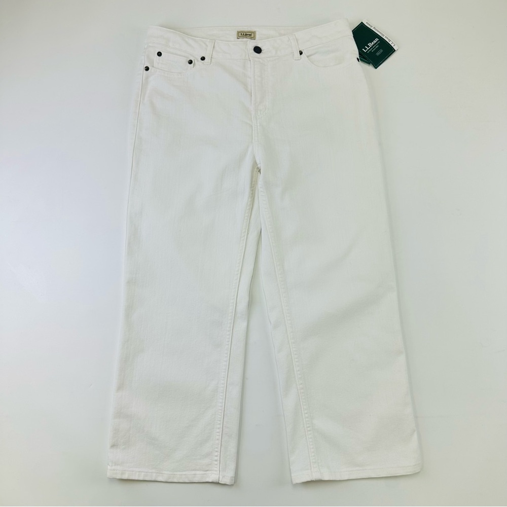 L.L. Bean White Cropped Slimming Denim Pants - Women's Ankle Length